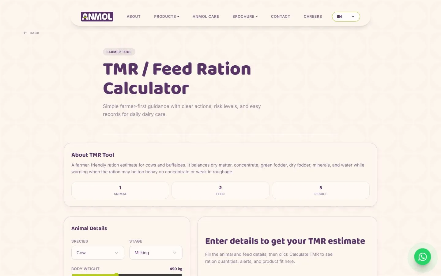 Anmol Feed: TMR ration calculator