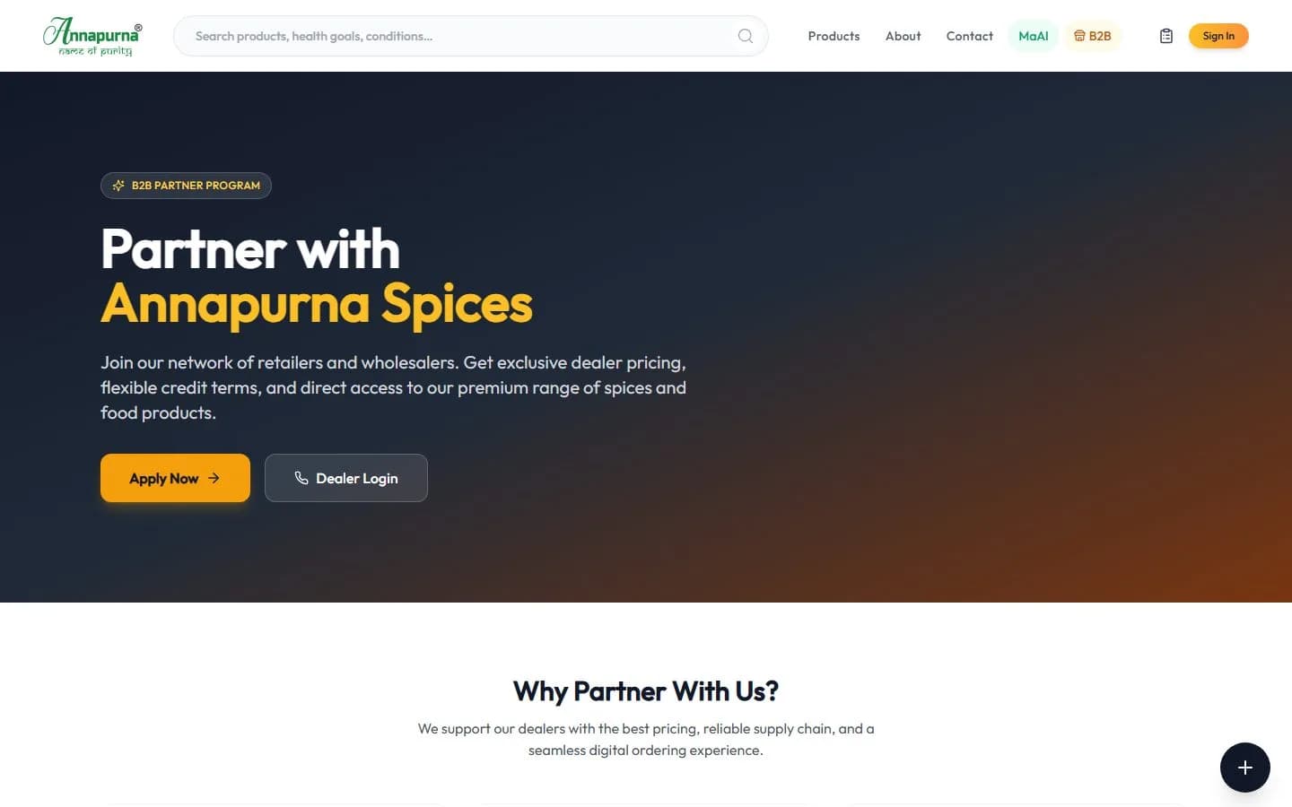 Annapurna Spices: B2B dealer portal