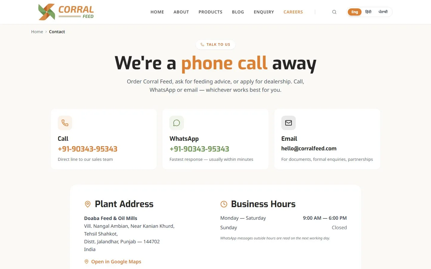 Corral Feed: Contact
