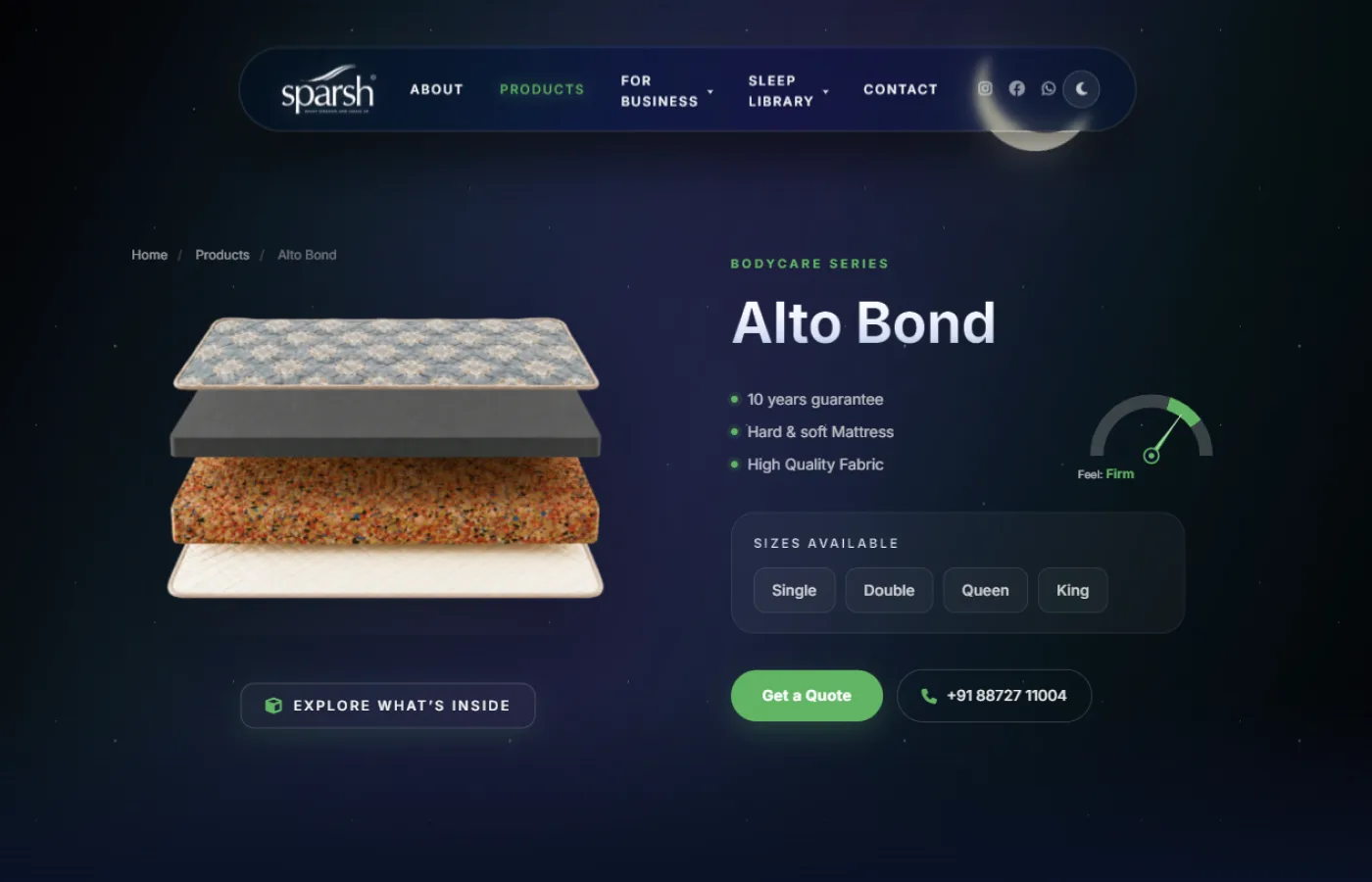 Sparsh Mattress: Product detail