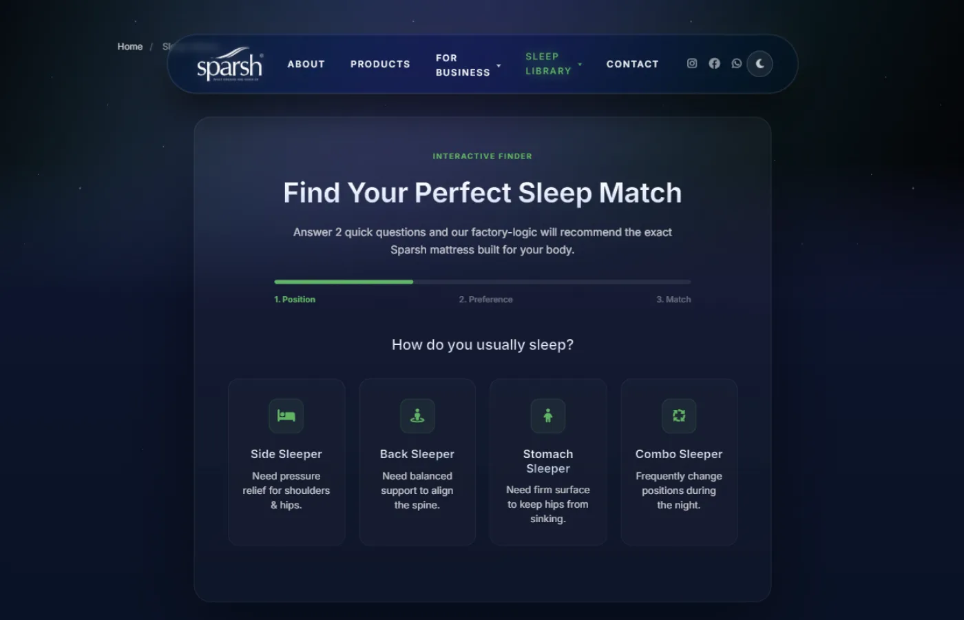 Sparsh Mattress: Sleep Match finder